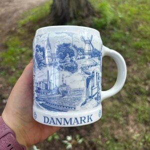 Danmark Blue and White Ceramic Mug